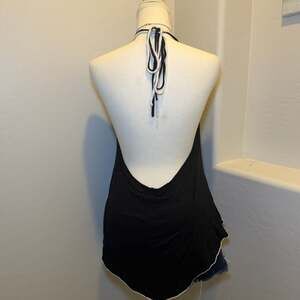 Vintage Y2K Halter Top Backless Flowy Ballet Flats Graphic Tank M